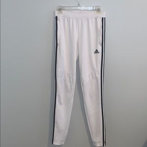 white adidas track pants